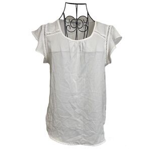 Haute Monde ruffle sleeve blouse | white | size M